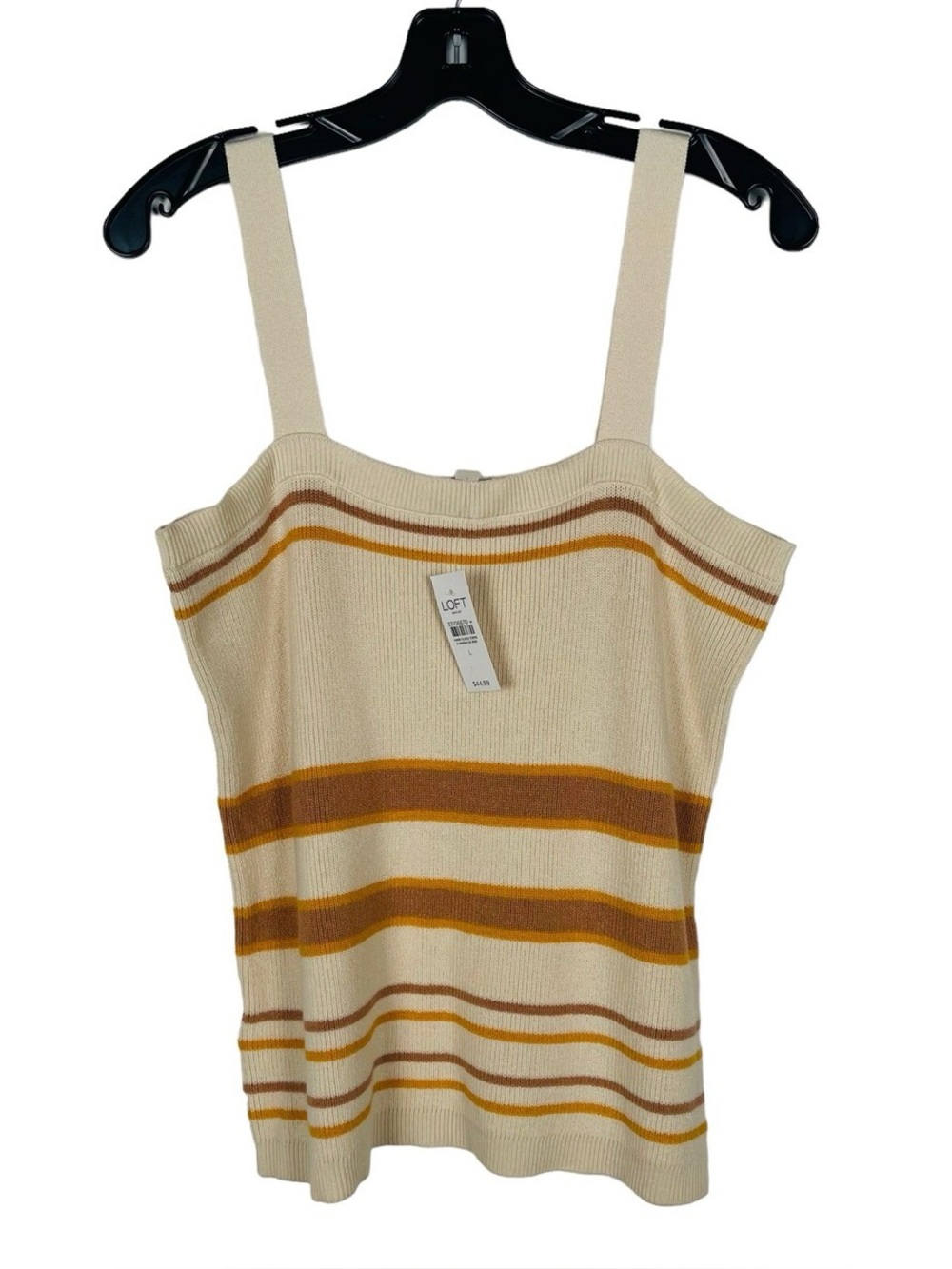 LOFT Petite Cream Sweater Tank with Stripes